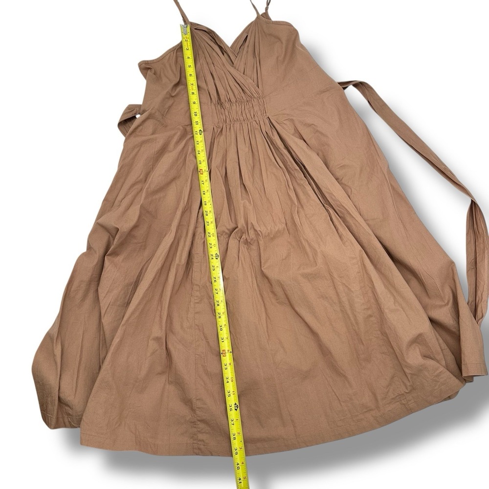 NWT GAP‎ Clay Brown Wrap Cami Midi Dress Sz 16 Tall Pleated Pocket Cotton Resort - Picture 5 of 12